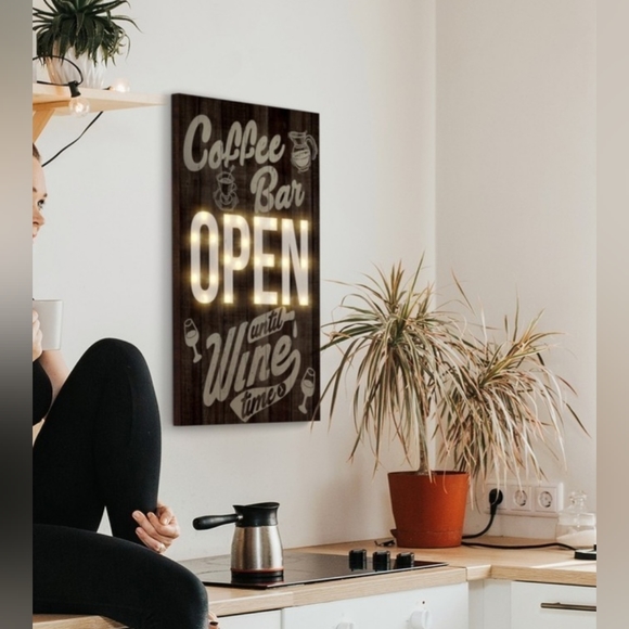 New Light Up Coffee Bar Art Canvas - Picture 4 of 6